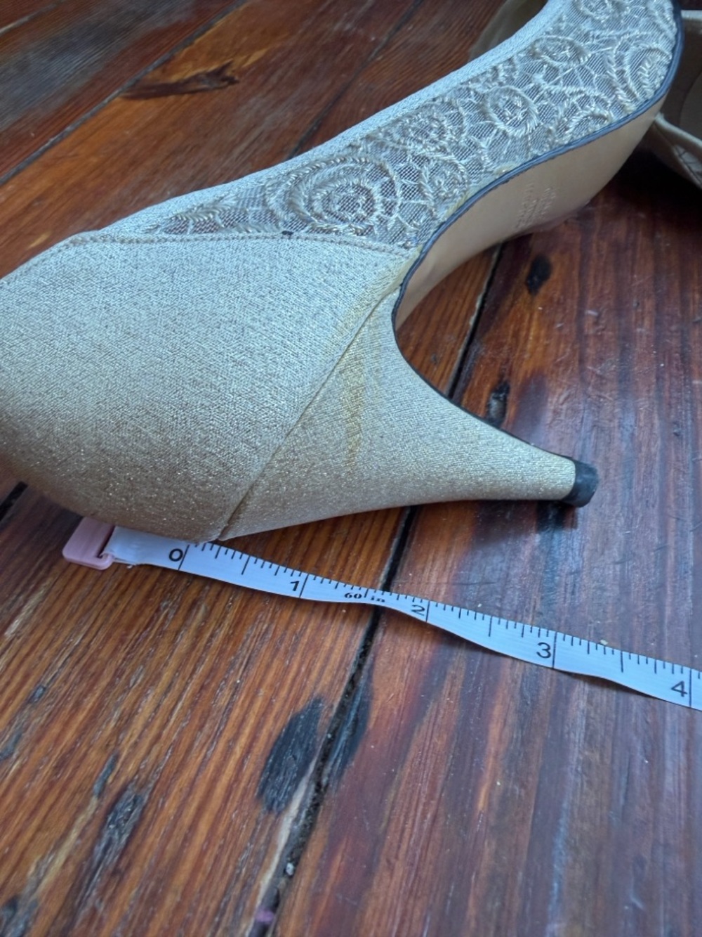 Vintage 90s Life Stride leather & white lace formal heels - Picture 9 of 12